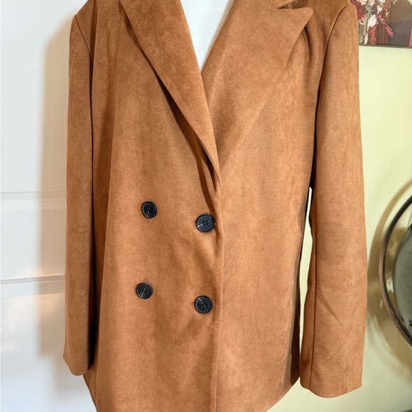 SHEIN Women's Tan Double-Breasted Jacket, size XL - Picture 5 of 7